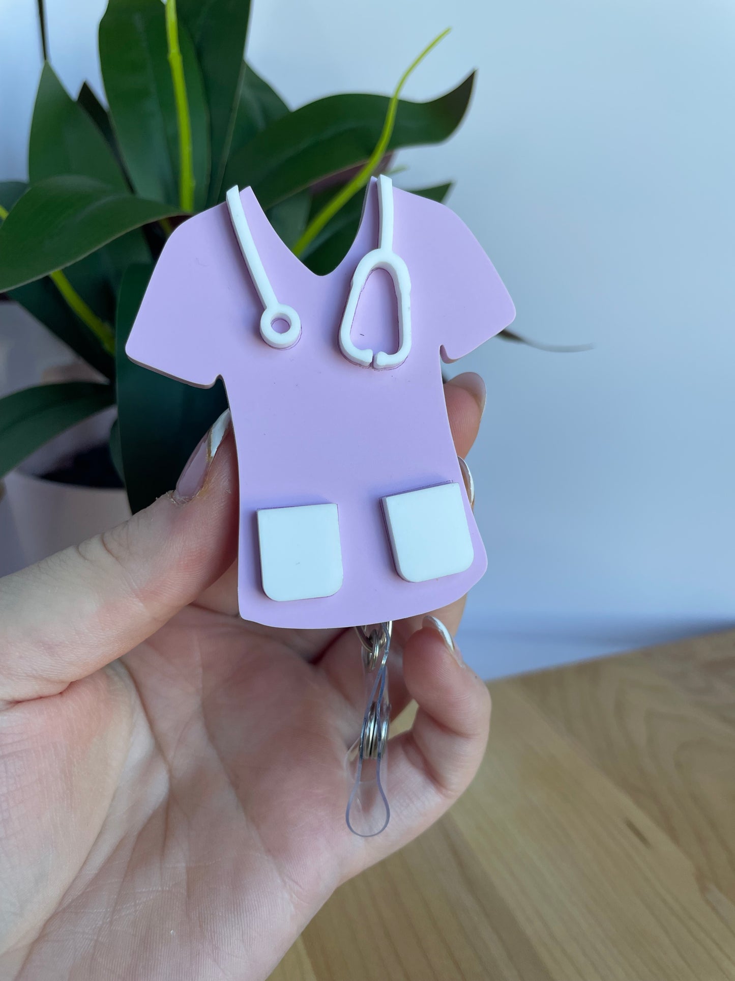 Cute Nurses Scrubs Acrylic Badge Reel