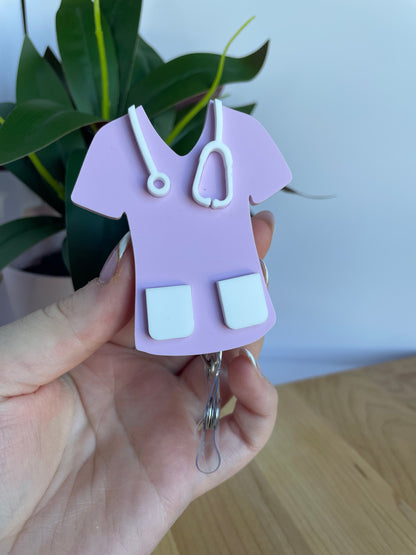 Cute Nurses Scrubs Acrylic Badge Reel
