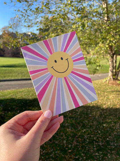 Rainbow Smiley Blank Greeting Card with White Envelope