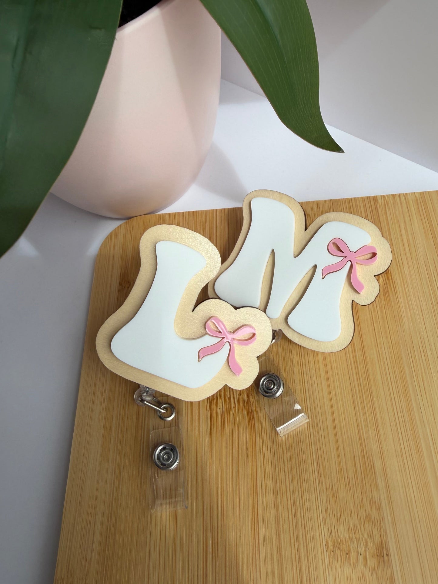Letter Bow Acrylic Badge Reel