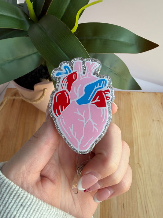 Anatomical Heart Acrylic Badge Reel