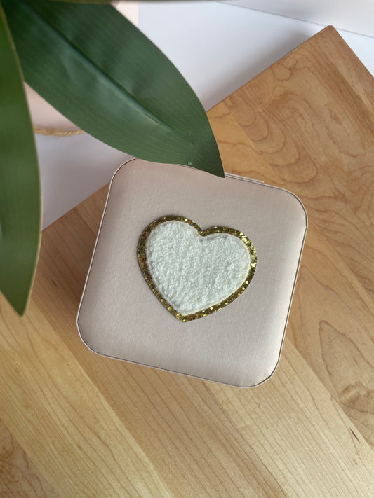 White Heart Light Pink Jewelry Box