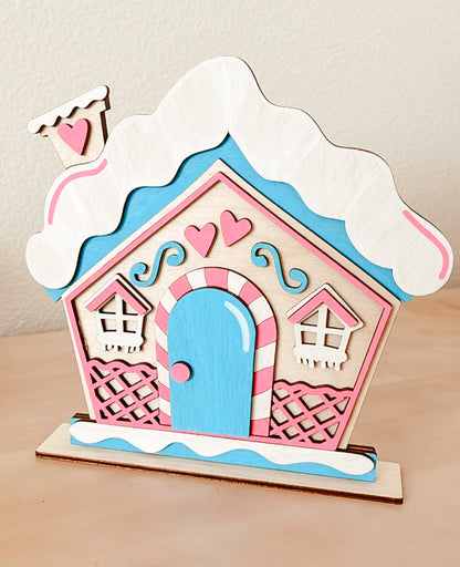 Paint Your Own Holiday Wooden Gingerbread House with Paints and Paintbrushes Included