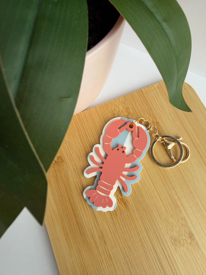 Summer Lobster Acrylic Keychain with Gold Features