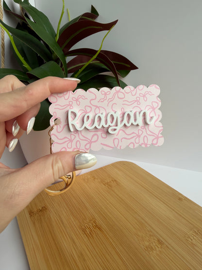 Scalloped Name Acrylic Keychain with Gold Features