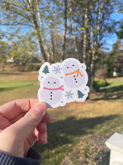 Winter Snowmen Holiday Matte Die Cut Sticker