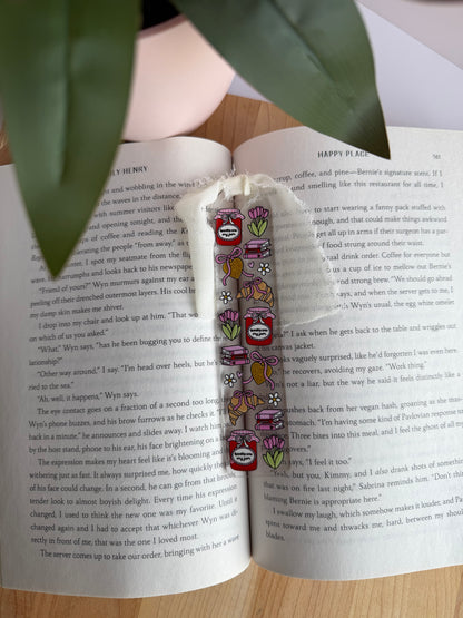 Books are My Jam Clear Acrylic Bookmark with Chiffon Ribbon