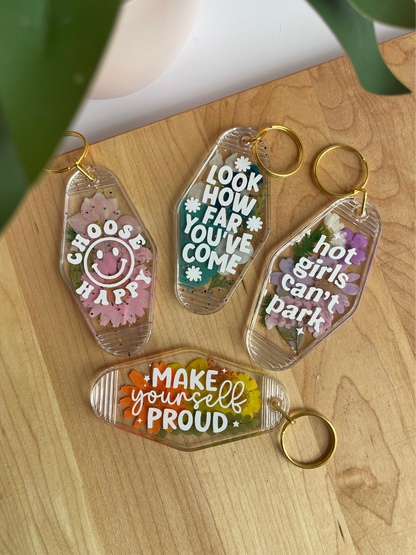 Colorful Dried Flower Clear Acrylic Keychains