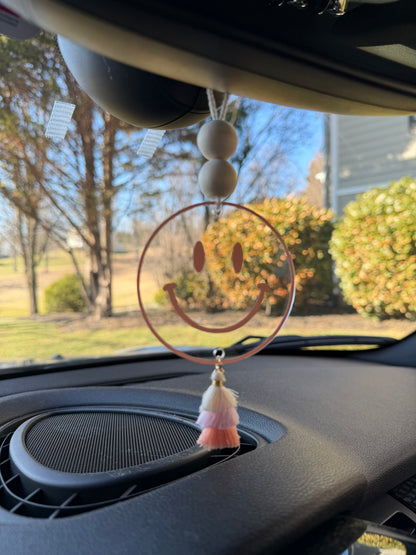 Smiley Face Acrylic Rear View Mirror Car Charm