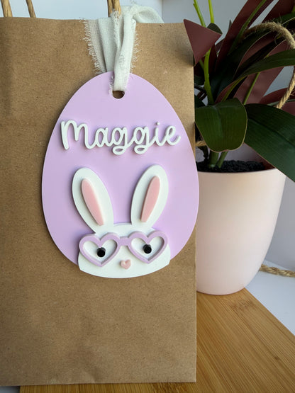 Easter Bunny Egg Acrylic Gift or Basket Tag