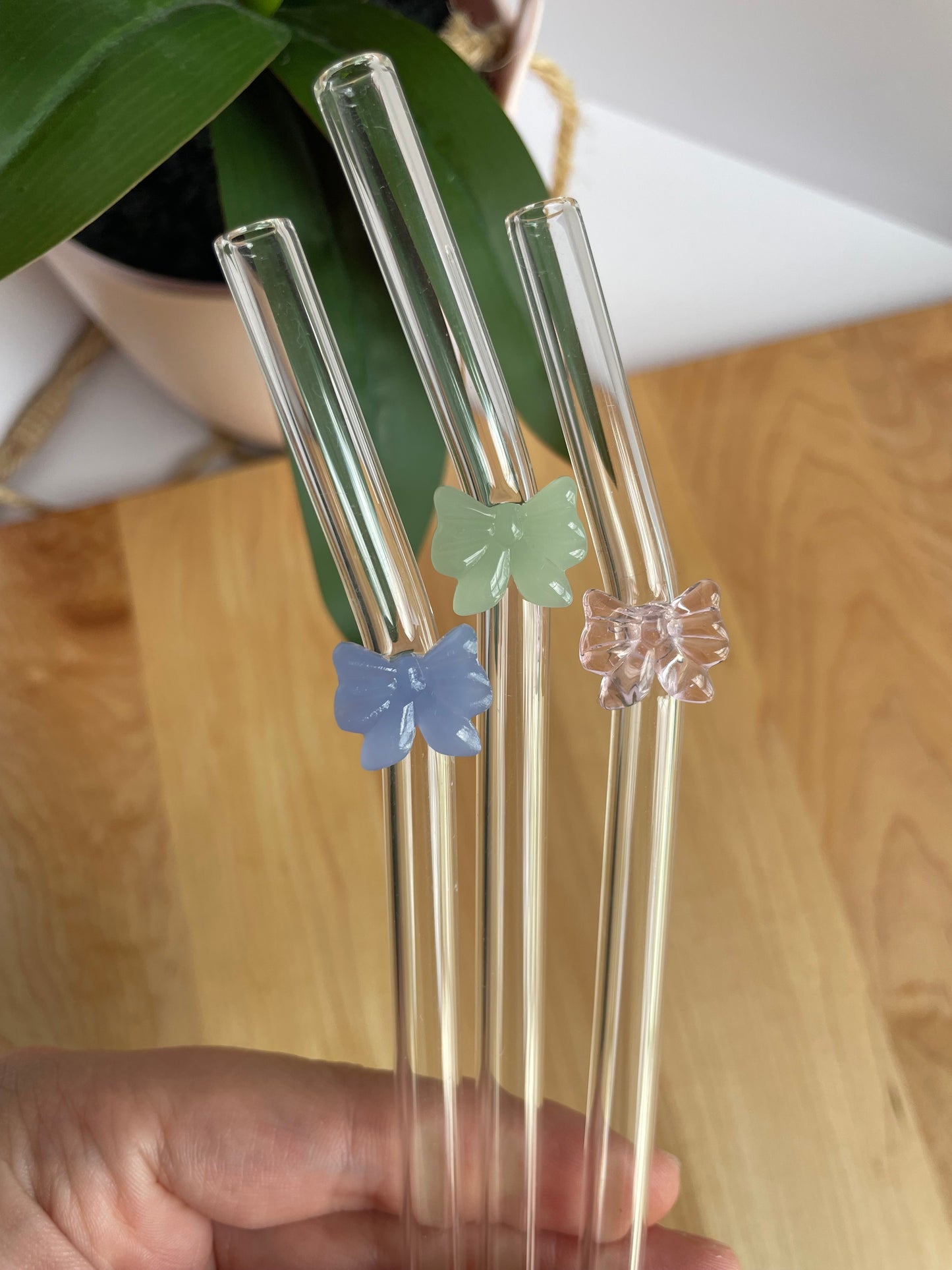 Colorful Bows Glass Straws