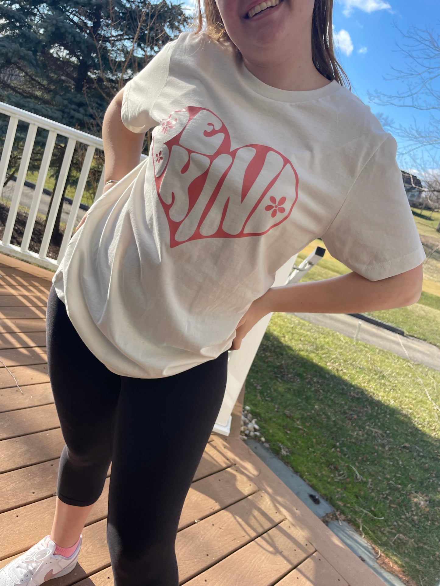 Be Kind Heart Cream Colored Unisex Shirt