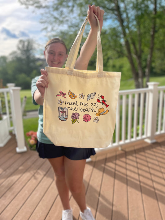 Meet Me At The Beach Canvas Tote Bag