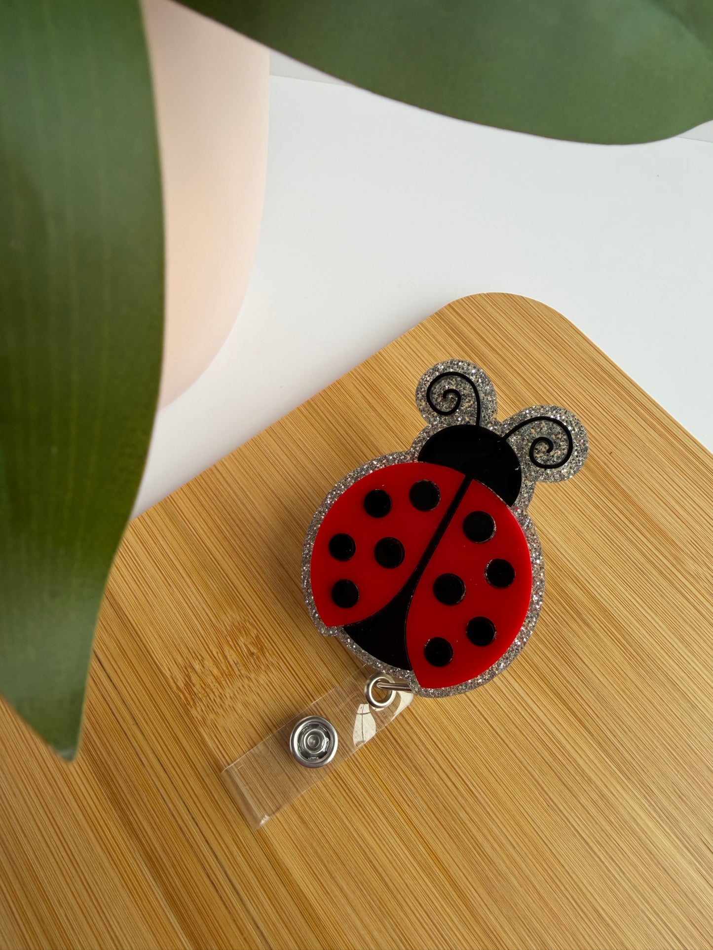 Pretty Ladybug Acrylic Badge Reel