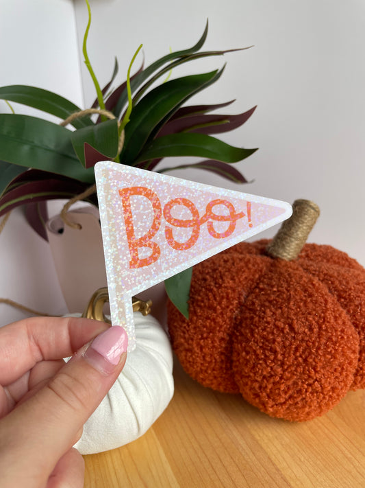 Boo! Pendant Flag Sparkly Glossy Sticker