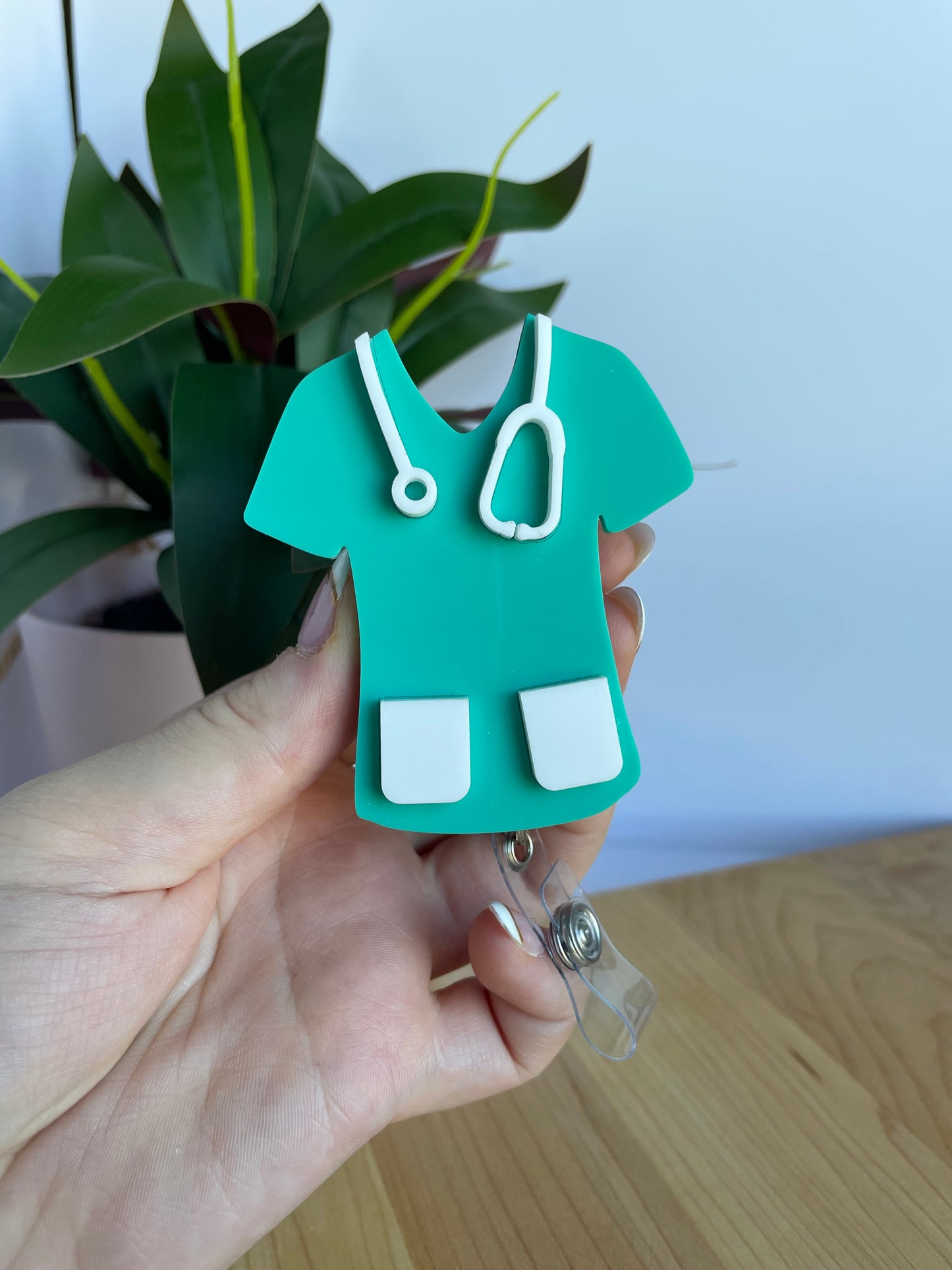 Cute Nurses Scrubs Acrylic Badge Reel