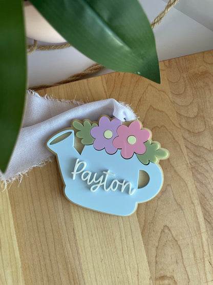 Blooming Watering Can Acrylic Gift Tag