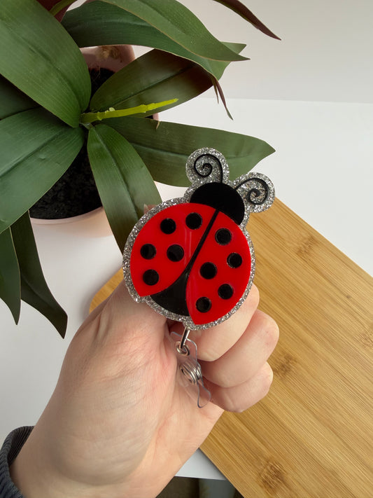 Pretty Ladybug Acrylic Badge Reel