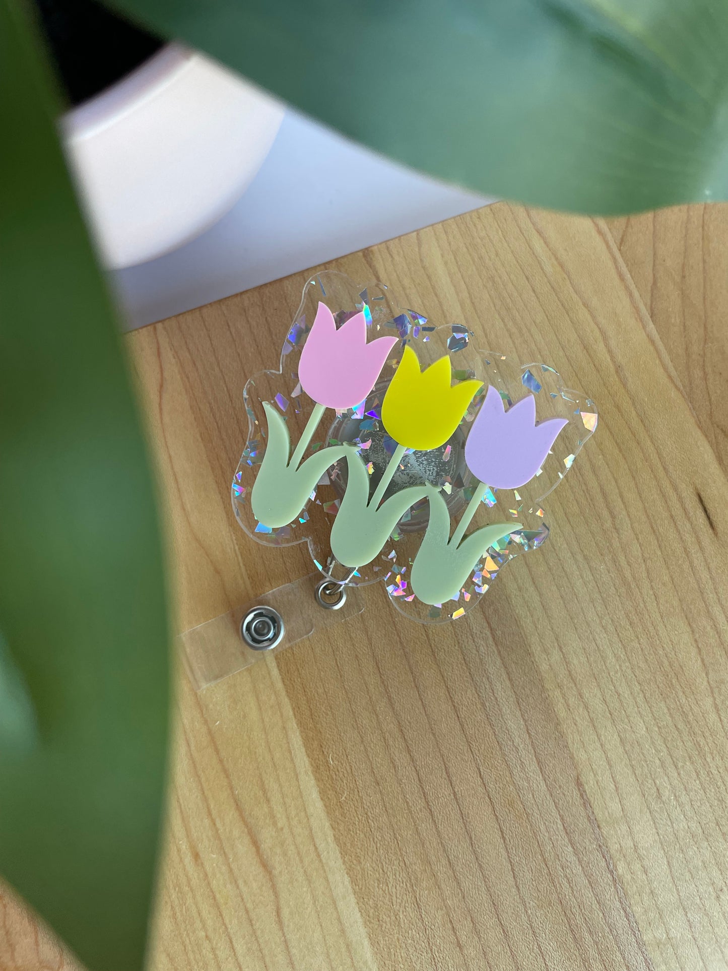 Spring Tulips Acrylic Badge Reel