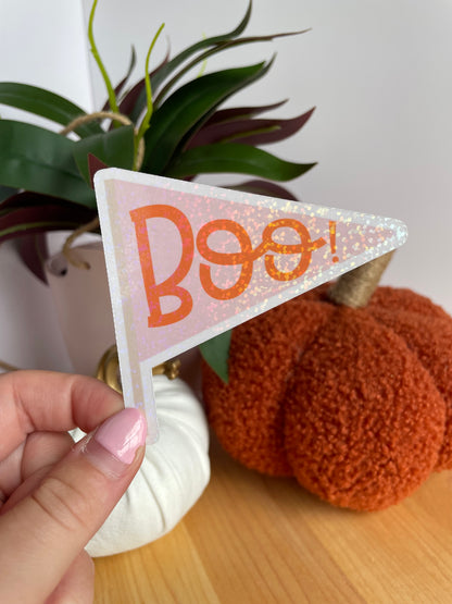 Boo! Pendant Flag Sparkly Glossy Sticker