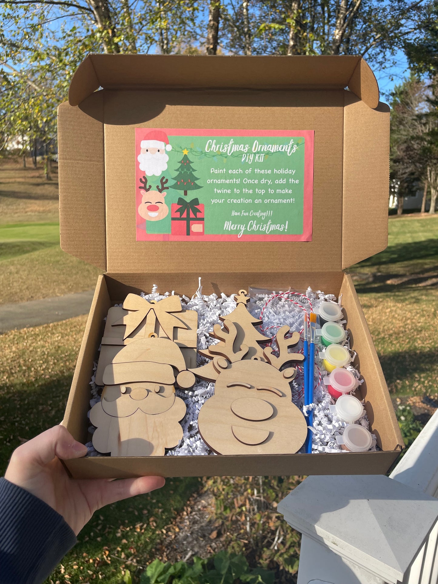 Paint Your Own Wooden 4 Pack of Christmas Ornaments with Paint and Paintbrushes Included