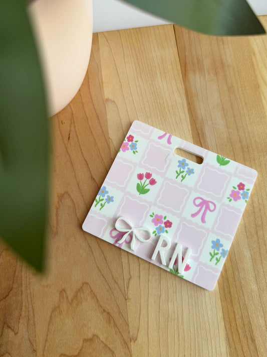 Checkered Florals Custom Acrylic Badge Backer