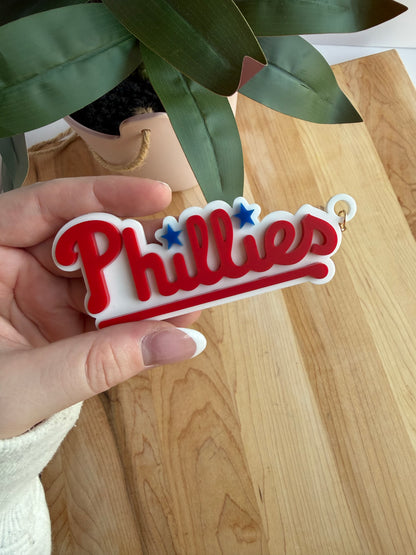 Philadelphia Phillies Acrylic Keychain with Gold Features