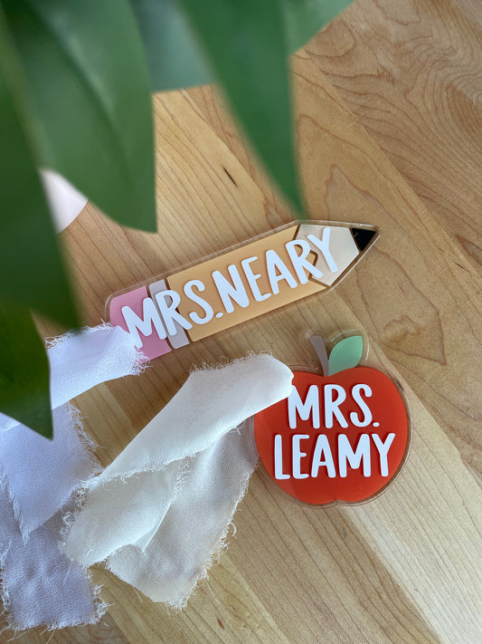 Teacher Themed Acrylic Gift Tags