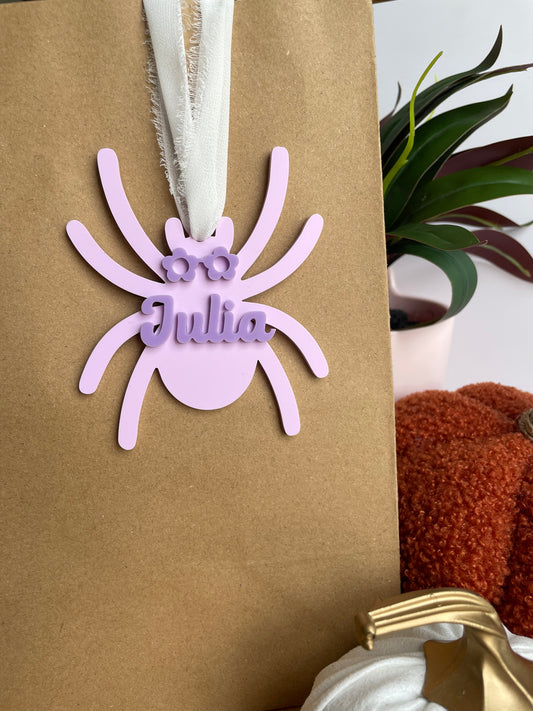 Spooky Purple Spider Acrylic Gift Tag