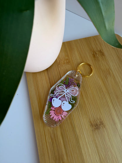 Colorful Dried Flower Clear Acrylic Keychains