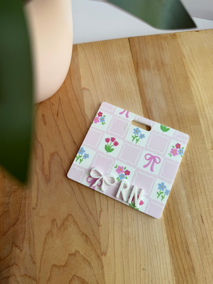 Checkered Florals Custom Acrylic Badge Backer