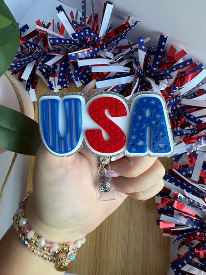 USA Acrylic Badge Reel