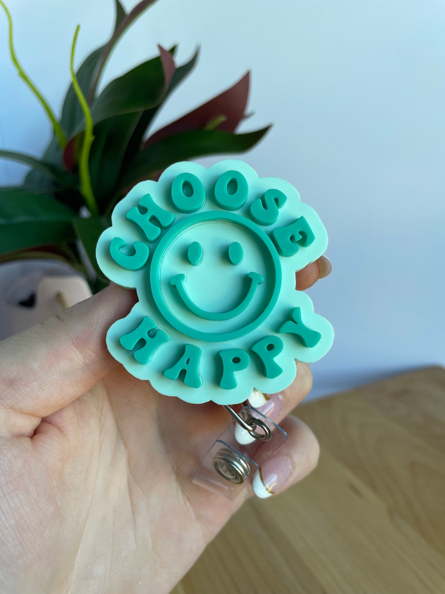 Colorful Choose Happy Acrylic Badge Reels