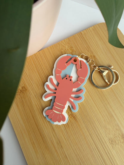 Summer Lobster Acrylic Keychain with Gold Features