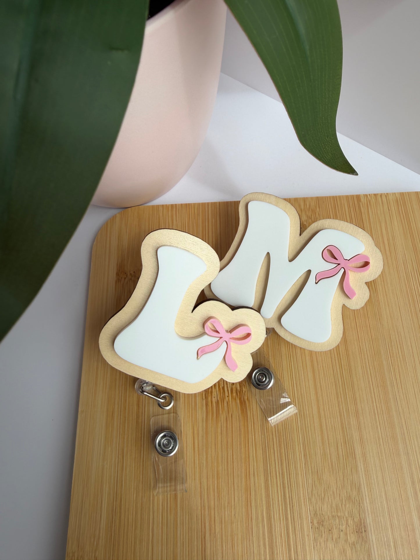 Letter Bow Acrylic Badge Reel
