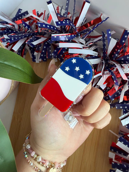 Red, White, and Blue Rocket Pop Badge Reel