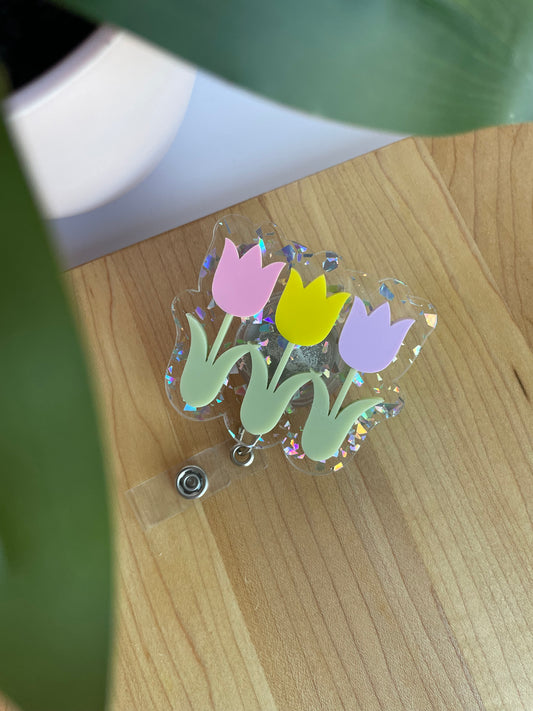 Spring Tulips Acrylic Badge Reel