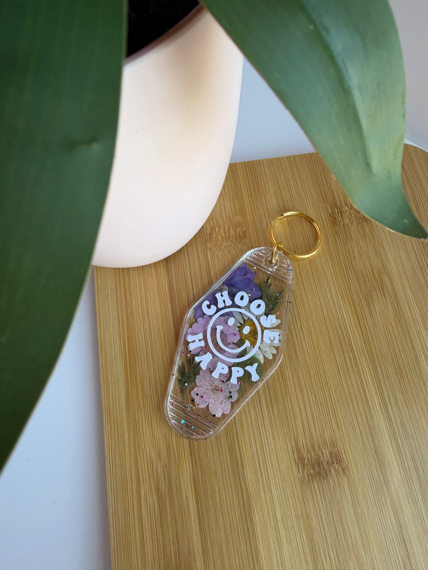 Colorful Dried Flower Clear Acrylic Keychains
