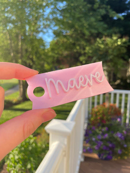 Pearl Pink and White Custom Name 30 and 40 ounce Stanley Topper