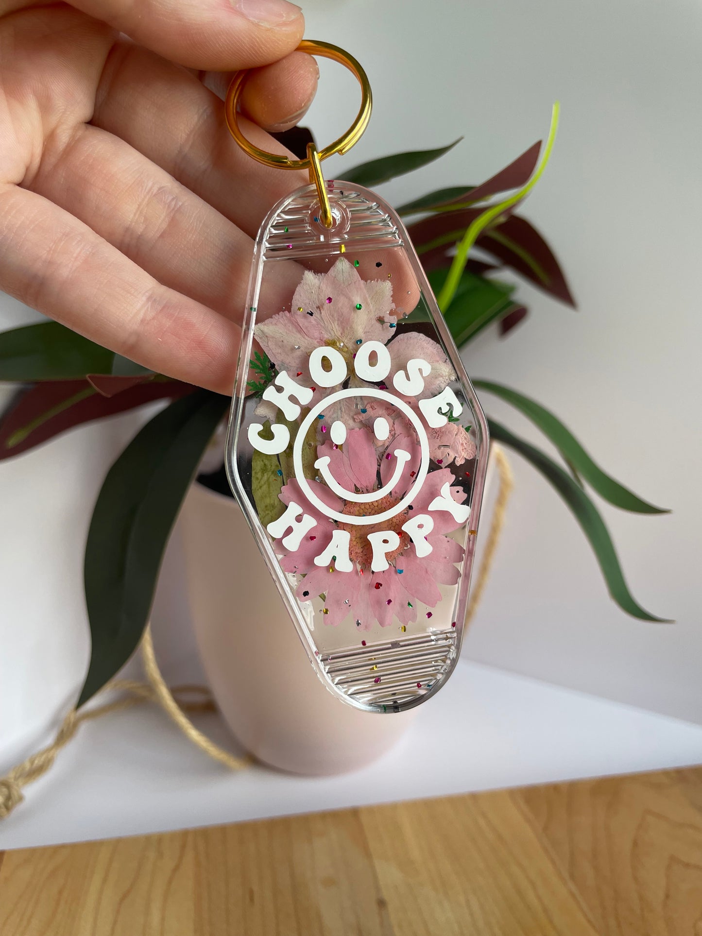 Colorful Dried Flower Clear Acrylic Keychains