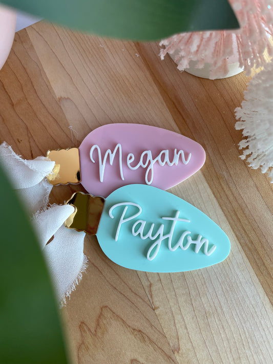 Pastel Christmas Lightbulb Gift Tag/Ornament