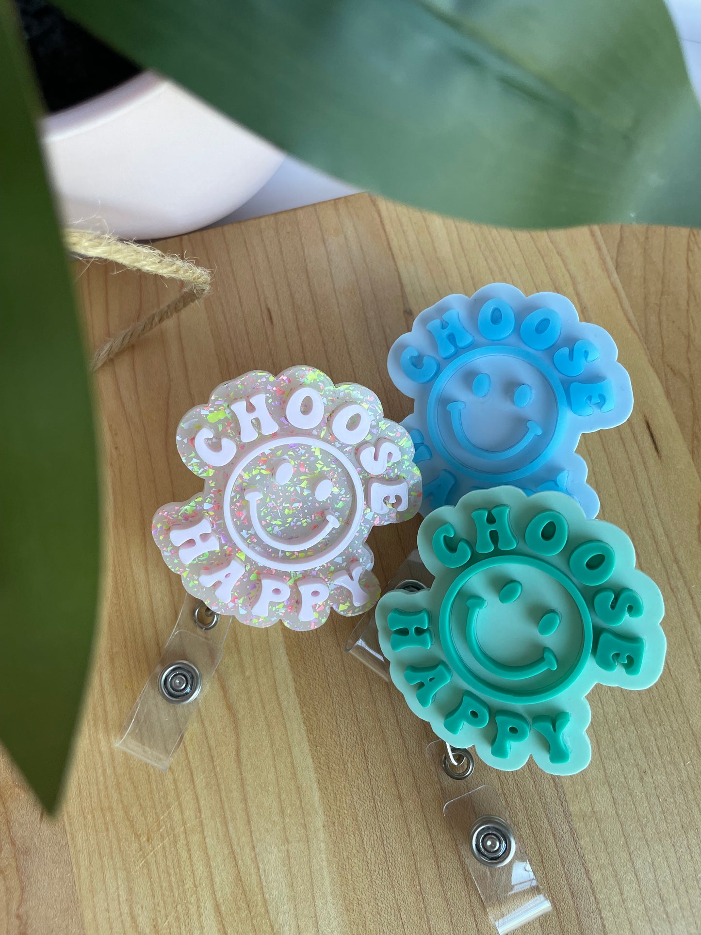 Colorful Choose Happy Acrylic Badge Reels