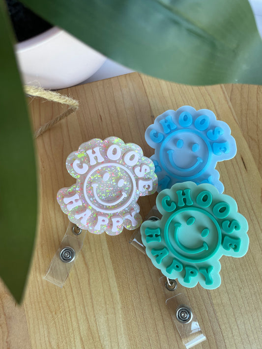 Colorful Choose Happy Acrylic Badge Reels