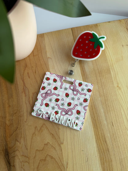 Strawberries, Bows, and Daisies Badge Reel and Backer Bundle