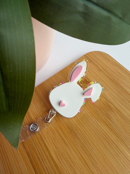 Confetti Bunny Acrylic Badge Reel