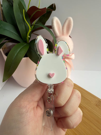 Confetti Bunny Acrylic Badge Reel