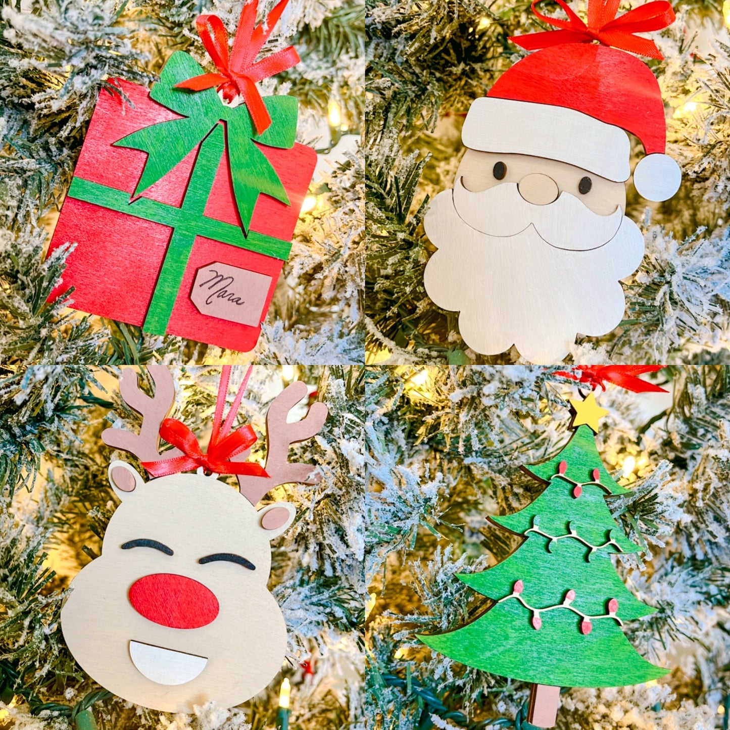 Paint Your Own Wooden 4 Pack of Christmas Ornaments with Paint and Paintbrushes Included