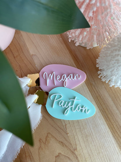 Pastel Christmas Lightbulb Gift Tag/Ornament