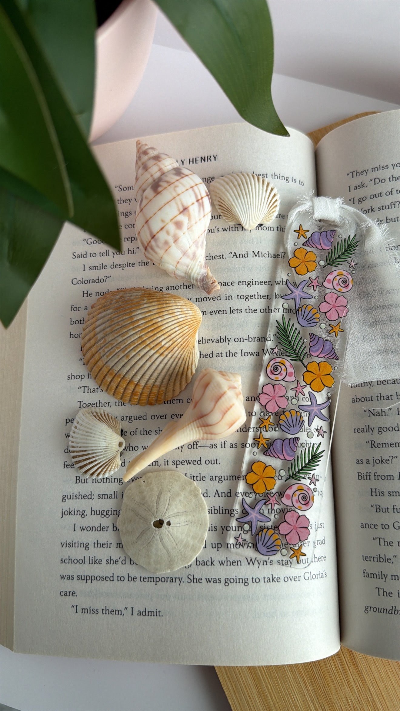 Pastel Under the Sea Acrylic Bookmark with Chiffon Ribbon
