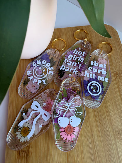 Colorful Dried Flower Clear Acrylic Keychains